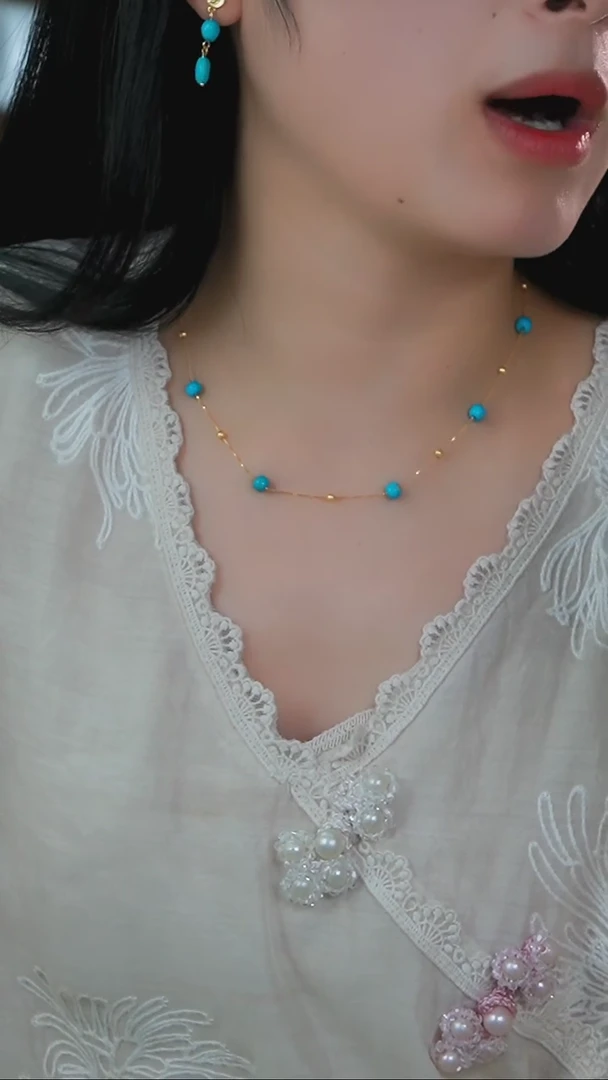 【闪购商品】绿松石项链银S925镶嵌发货一件