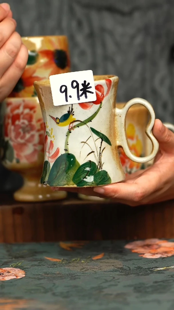 杯釉下彩手工手绘同款陶器