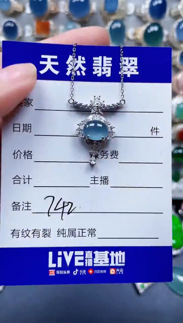 颈饰银S925镶嵌翡翠742