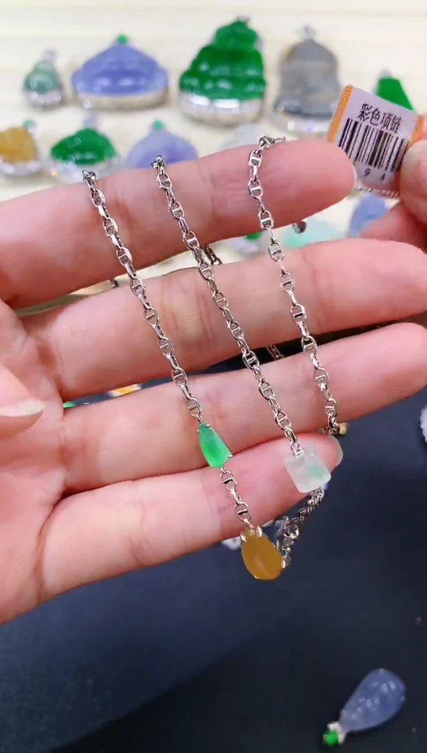 翡翠18K金镶嵌套链|9800