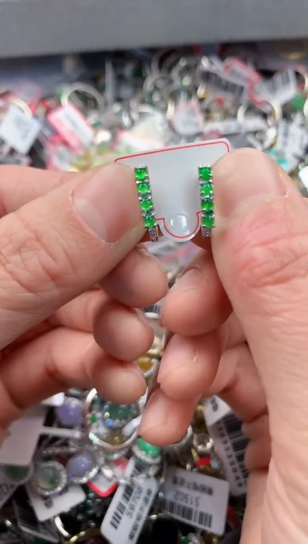 银S925镶嵌戒指翡翠5        4