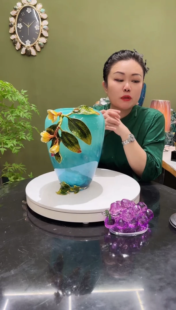 琉璃珐琅彩   花瓶   矮