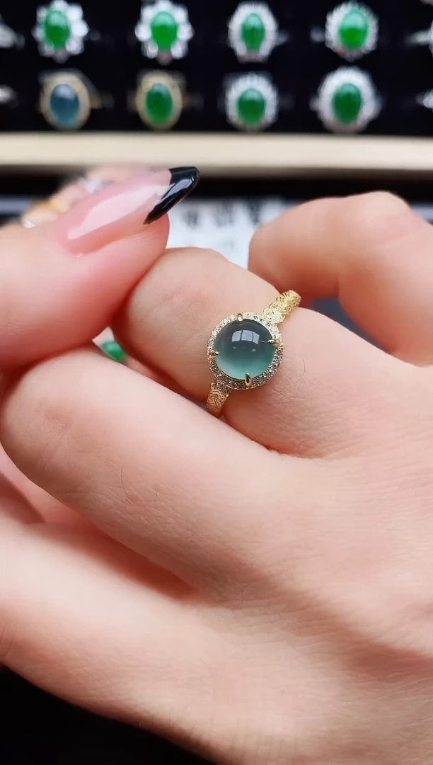 翡翠戒指银S925镶嵌508500