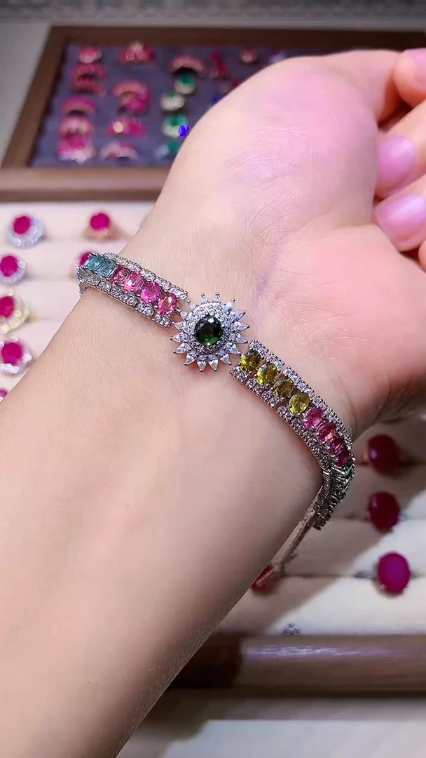 【闪购商品】碧玺手链银S925镶嵌0000