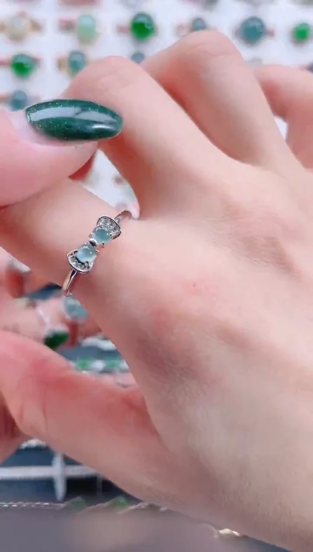 银S925镶嵌戒指翡翠天然翡翠