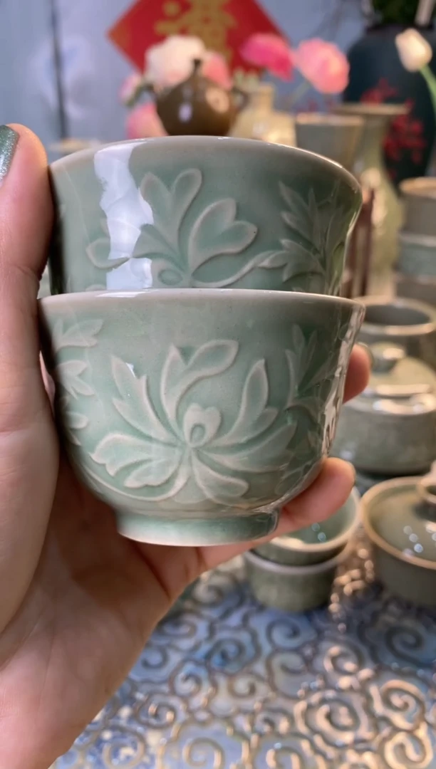 【闪购商品】微瑕TS044浮雕艾草杯 2只