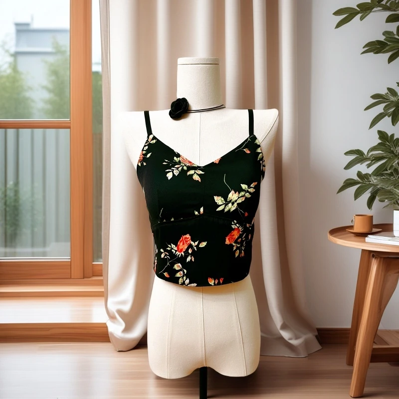 时尚吊带背心内搭上衣修身打底文胸一体带胸垫显瘦多巴胺外穿美背