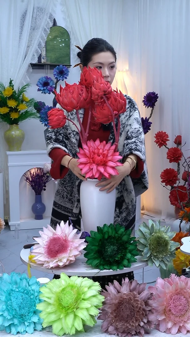 永生洋蓟玫红6头【微瑕】8834