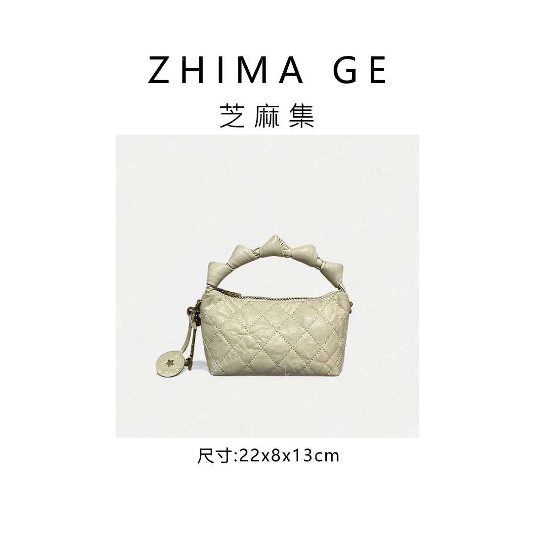 【芝麻集】ZT-D7027-1-手抓牛皮白RAIN.CUN百搭腋下斜跨轻奢女包