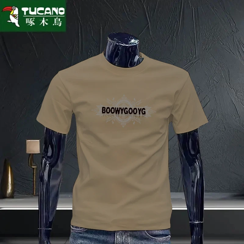 啄木鸟夏季纯棉T恤男士圆领潮流时尚韩版休闲大码百搭上衣男t半袖