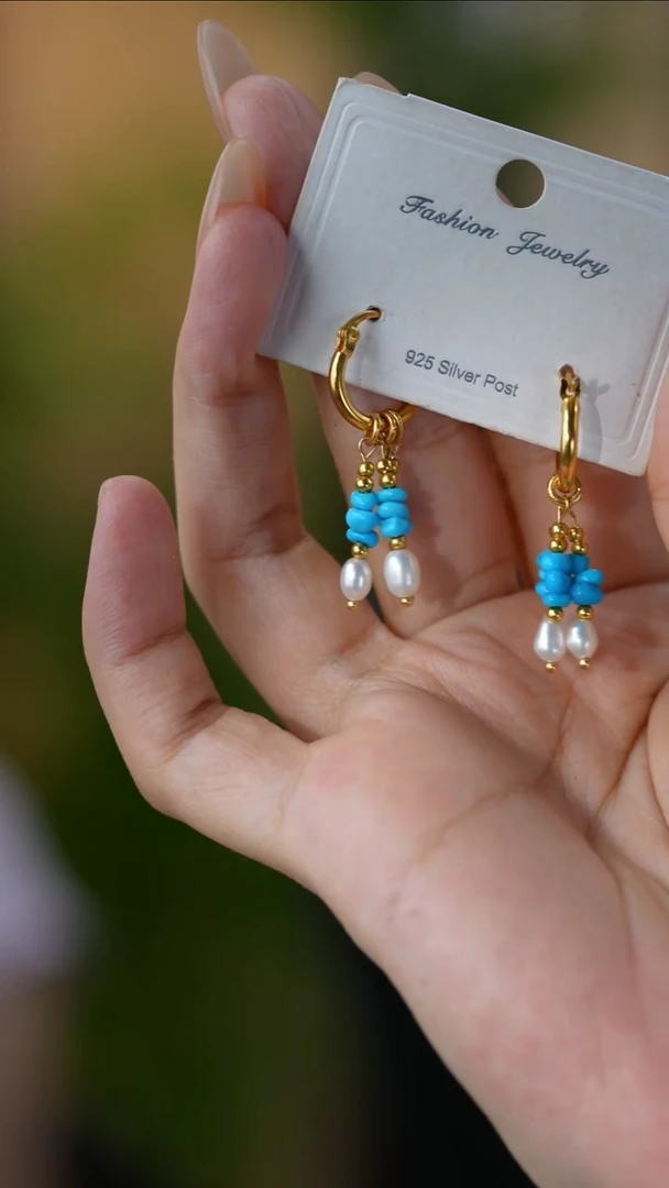 未镶嵌绿松石耳饰秒拍号73