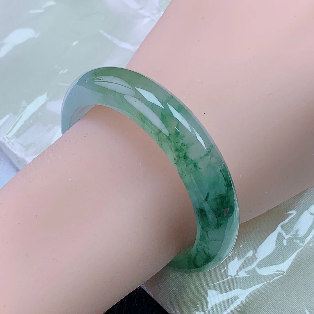 51+圈高冰高透飘绿花贵气百搭送礼必备缅甸纯天然A货翡翠带证书