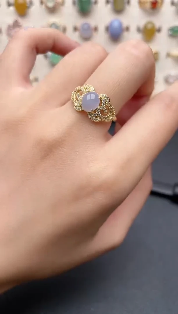 【闪购商品】翡翠戒指银S925镶嵌一物一证一礼盒