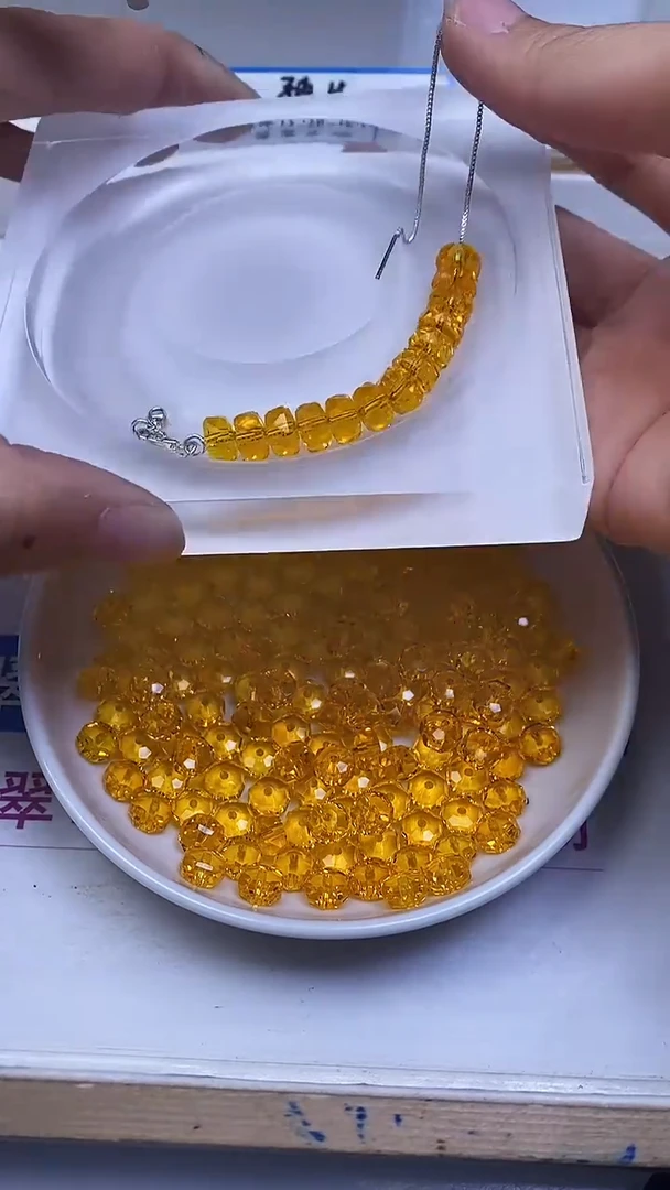 未镶嵌珠宝半成品水晶D196 黄水晶算盘切面5*8mm20个8.8元