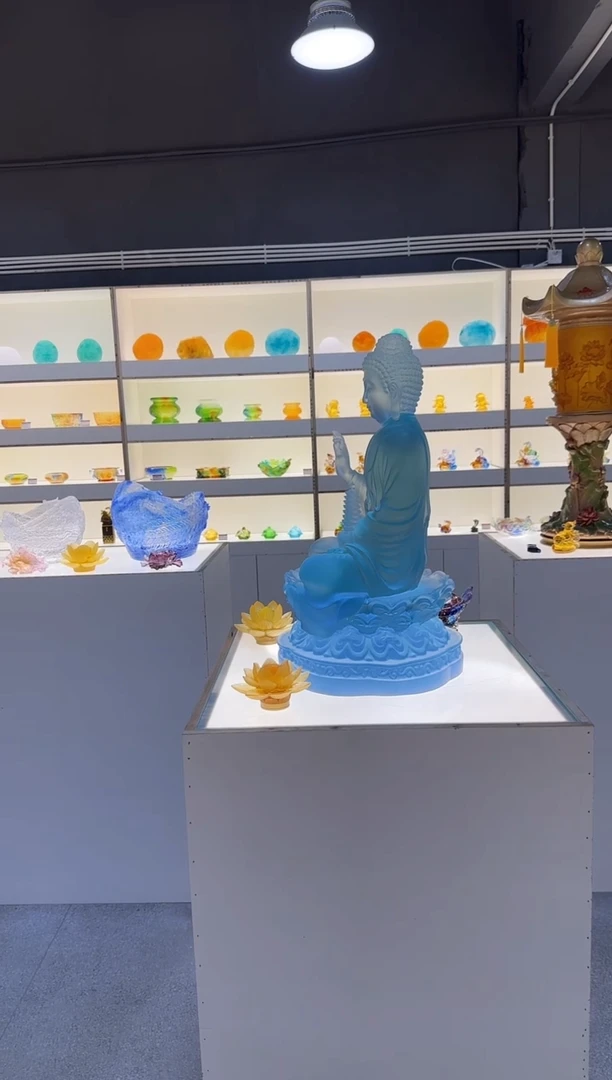 手工艺品琉璃丁*天青色药师佛