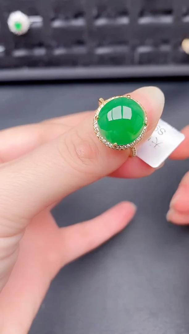 银S925镶嵌戒指翡翠天然a货翡翠110
