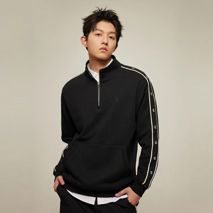 CABBEEN卡宾男装重磅纯棉织带卫衣秋舒适柔软长袖3253164009