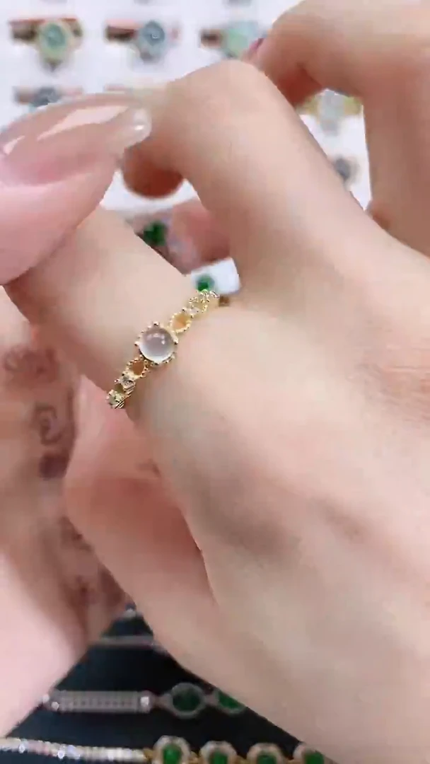 银S925镶嵌戒指翡翠天然翡翠
