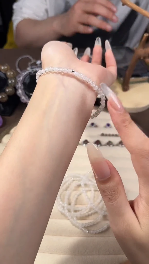 水晶手链未镶嵌水晶白幽灵小m素单圈