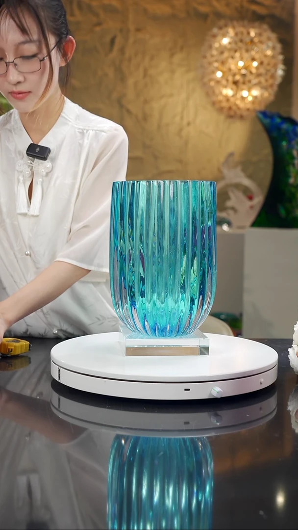 手工艺品琉璃宝石蓝色设计款花器
