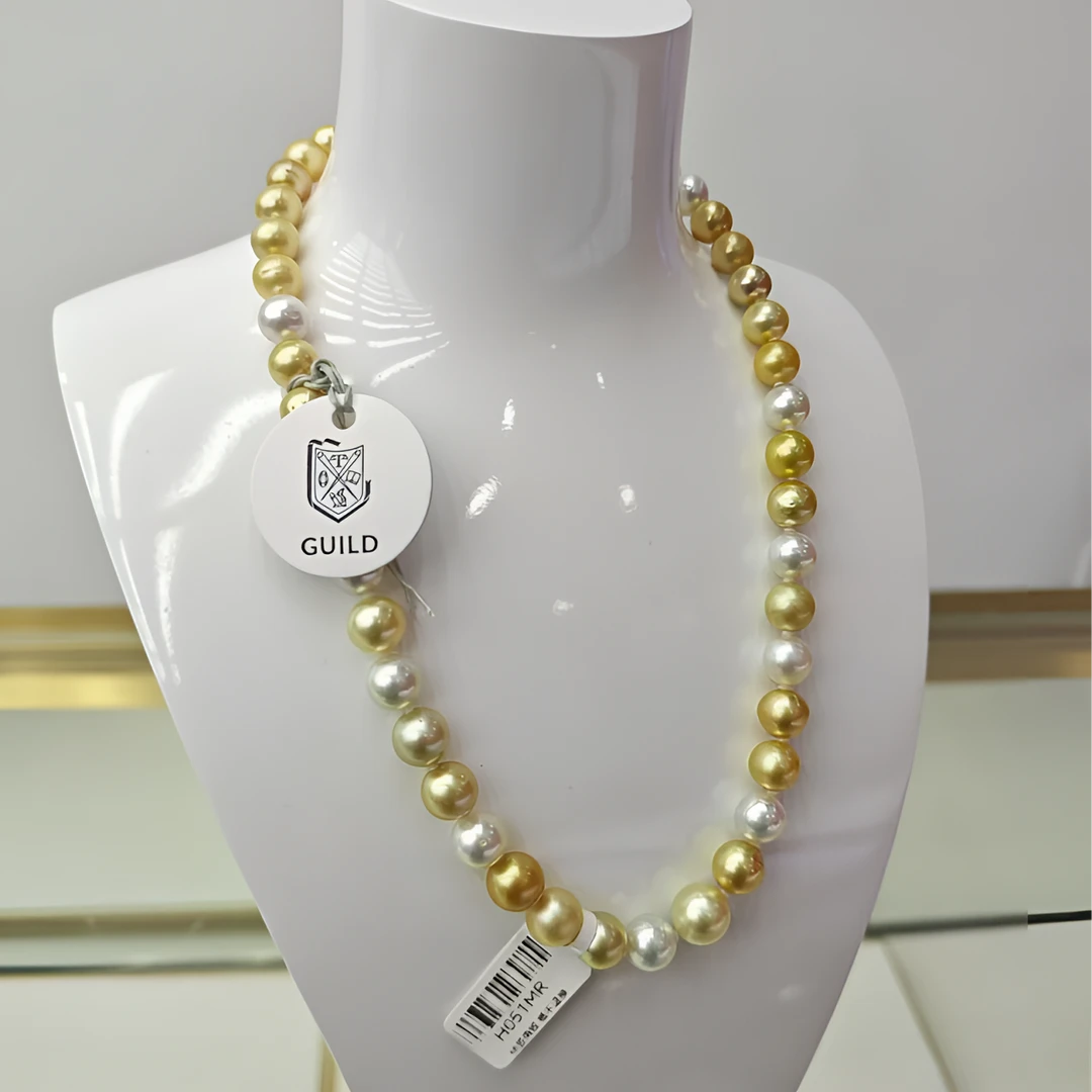 【暹罗珠宝】天然海水南阳金珠澳白混穿珍珠全株链 051 吉尔德大证