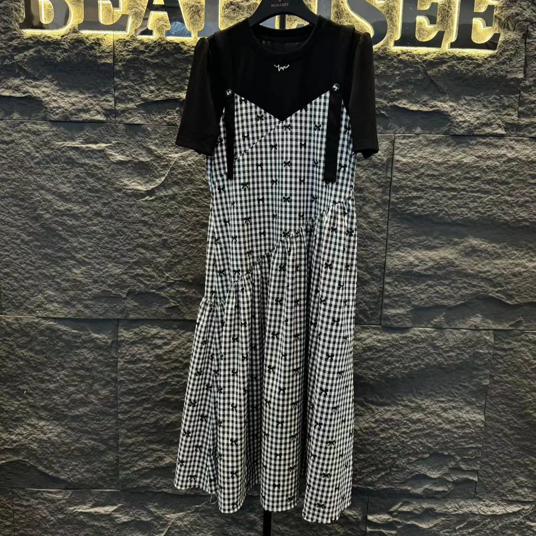 【linda】编号【18】夏季新款大码显瘦百搭不规则拼接连衣裙BLS-A153