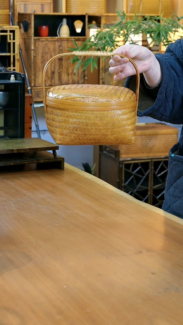 【闪购商品】单层圆形提篮竹品