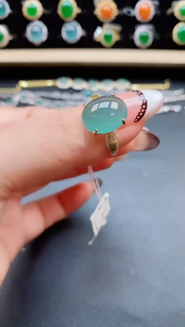 翡翠戒指银S925镶嵌080580