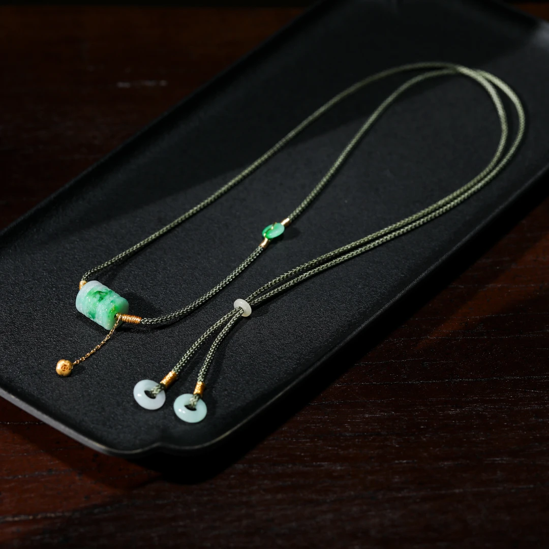 【意婵】《空鸣》天然高品翡翠路路通项链18K金配件-905509