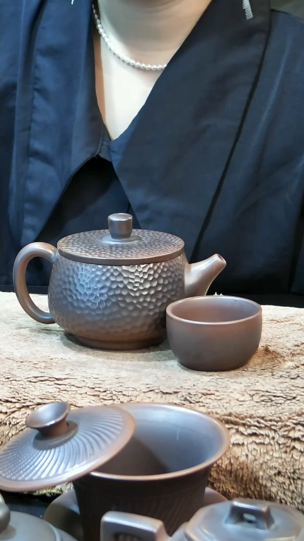 小***想紫陶锤纹 汉瓦300ml+素面客杯2个