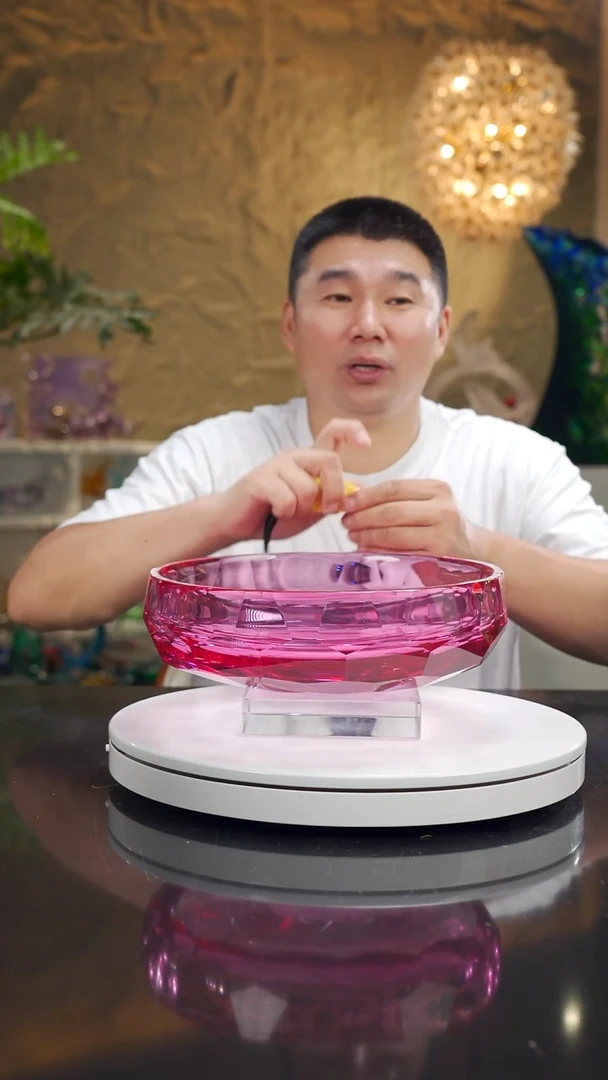 摆件小**下福利金红切面果碗一对专属价
