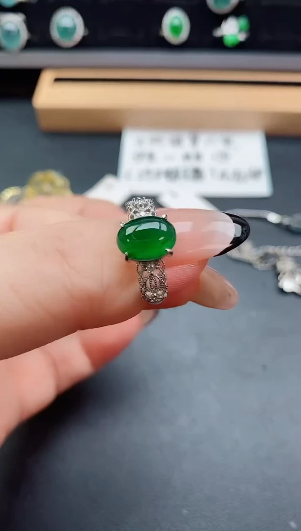 银S925镶嵌戒指翡翠50