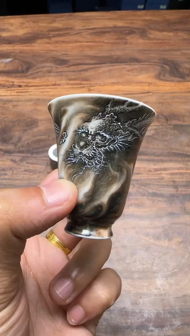 R**n艺林堂 藏珍系列赭墨彩单龙闻香杯