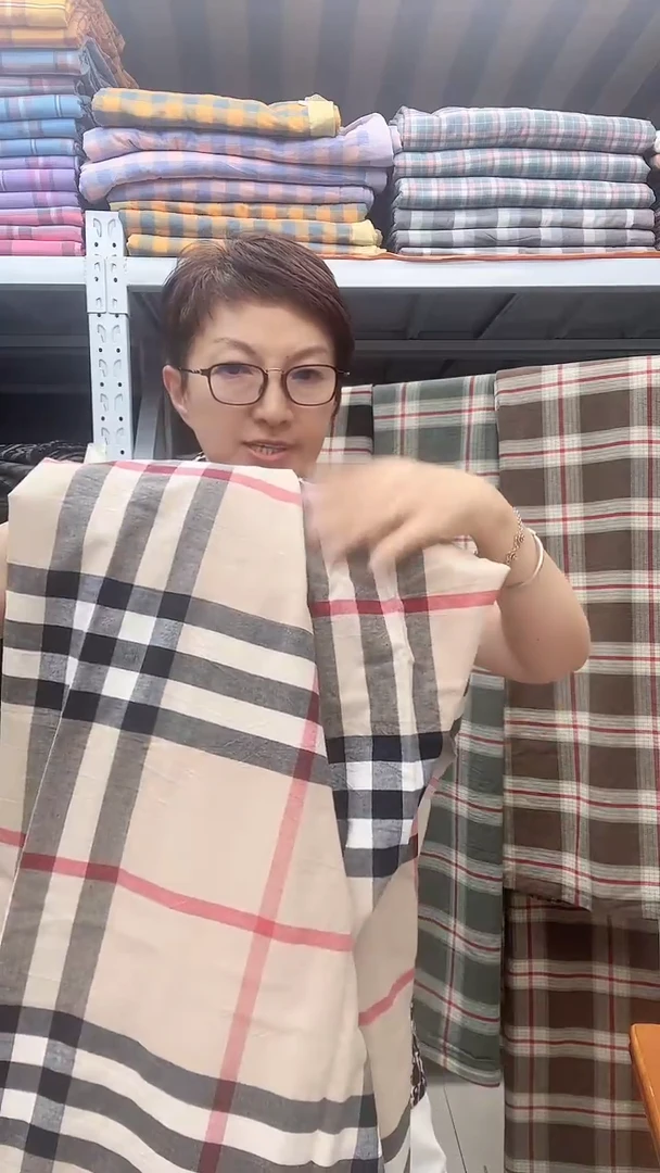 棉全棉色织水洗棉标准号四件套巴格子