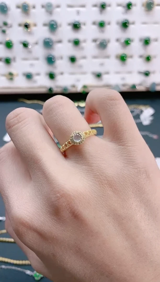 【闪购商品】翡翠戒指银S925镶嵌天然翡翠