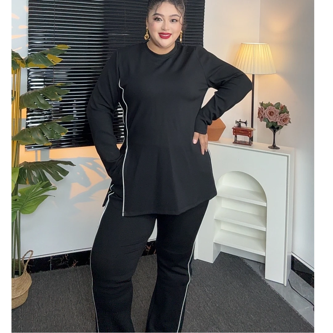 AHLIMA大码女装2025推荐款长袖时尚休闲户外女士气质黑色女款修身