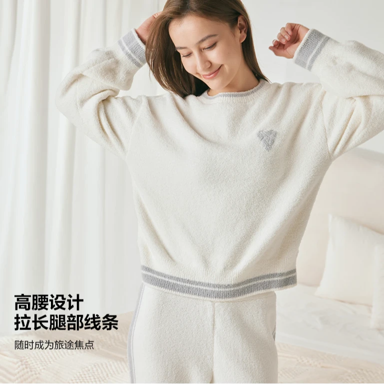 【维密·奶舒绒睡衣套装】轻柔抗静电外穿轻暖居家琥珀暖系流光风