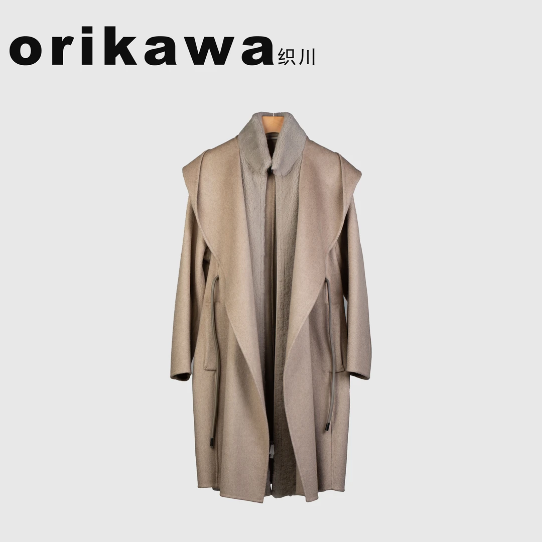 208秋冬款皮毛一体羊绒大衣