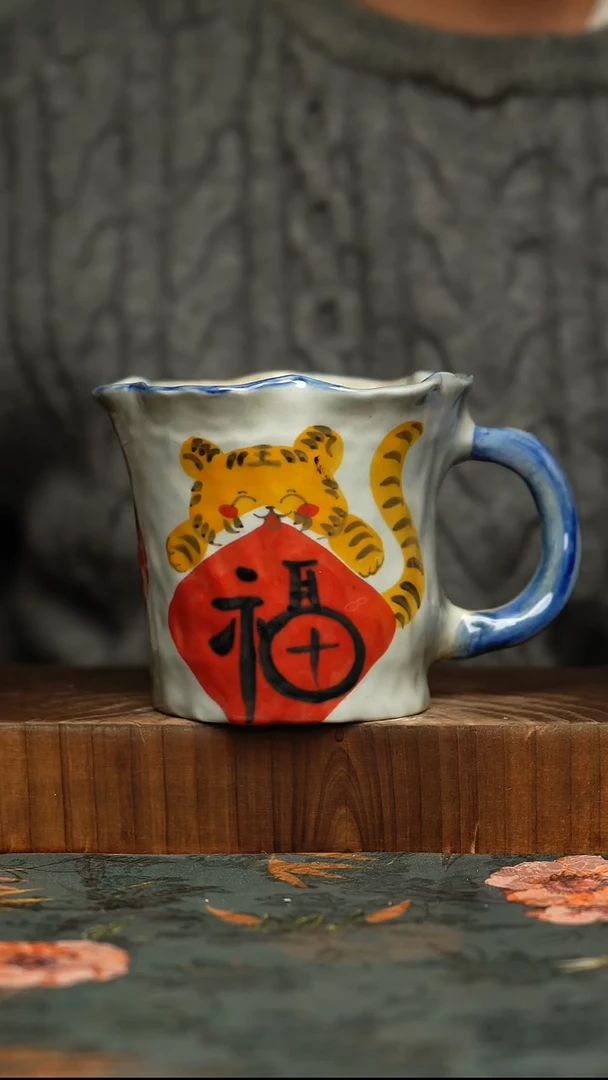杯釉下彩手工手绘同款陶器