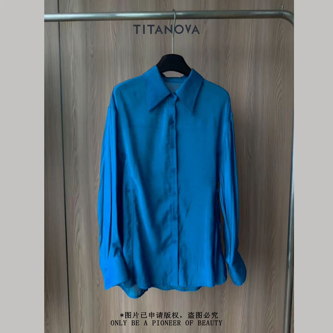 【宁不凡】深海蓝|纱感微透长袖衬衫CS250503