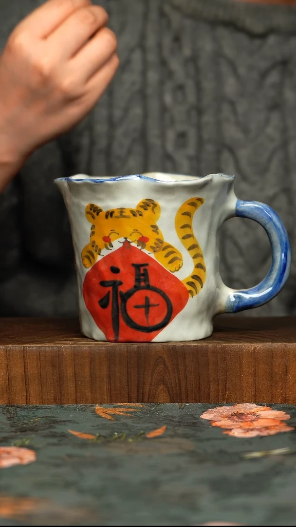 杯釉下彩手工手绘同款陶器