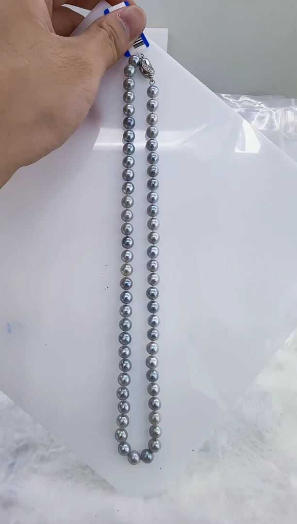 未镶嵌海水珍珠DA海水灰珠串链    y237