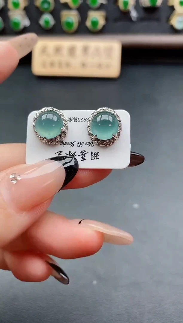 银S925镶嵌戒指翡翠1