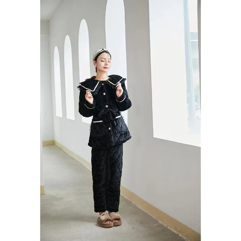 T1004冬季加厚睡衣套装