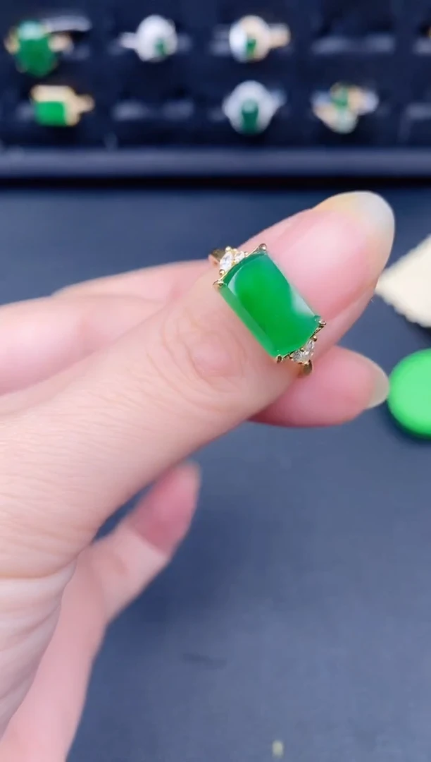 银S925镶嵌戒指翡翠天然a货翡翠123