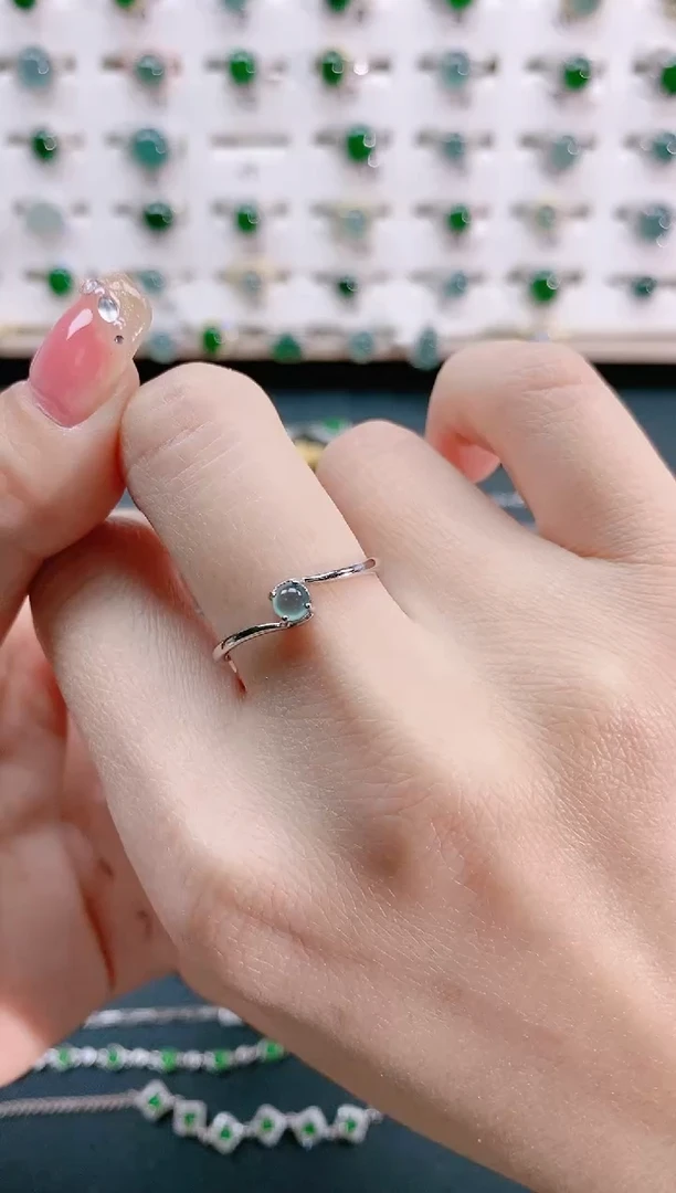 【闪购商品】翡翠戒指银S925镶嵌 天然翡翠