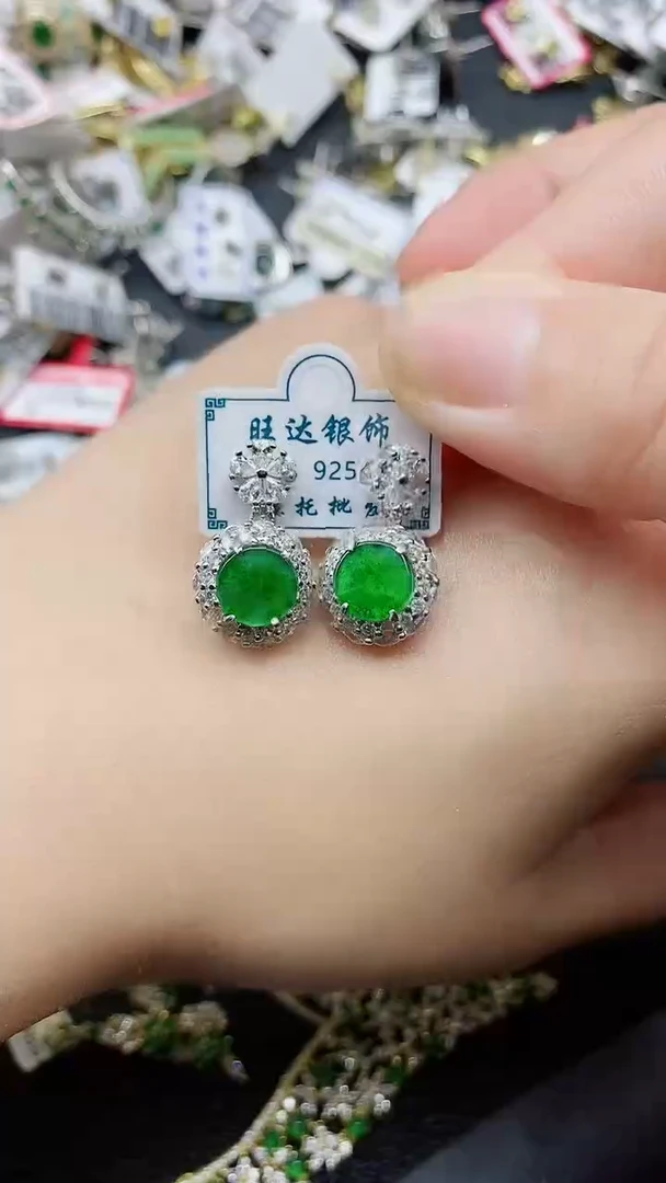 银S925镶嵌戒指翡翠1