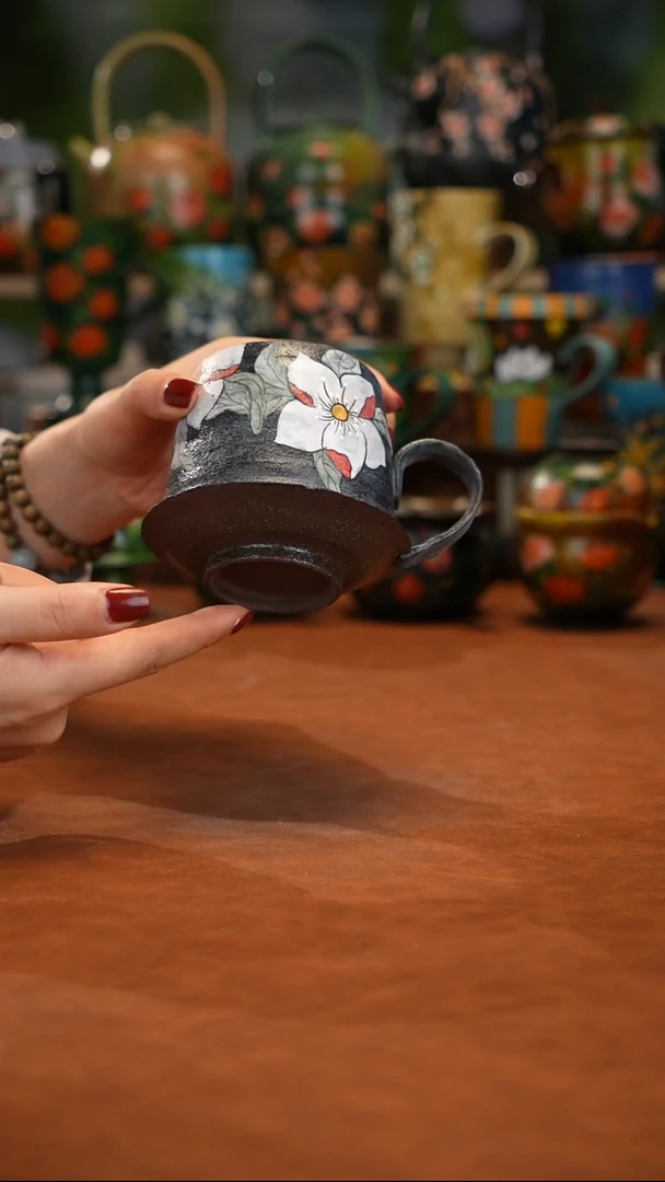 紫砂油画手绘釉下彩