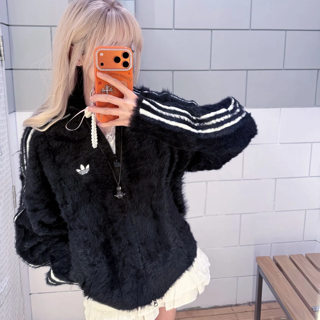 XPAdidas三叶草简约舒适柔软宽松拉链保暖夹克外套秋冬上衣KR5152