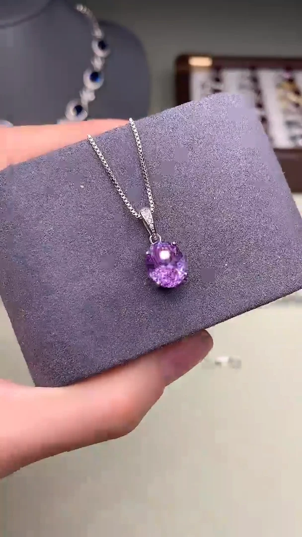 颈饰银S925镶嵌紫色碧玺........